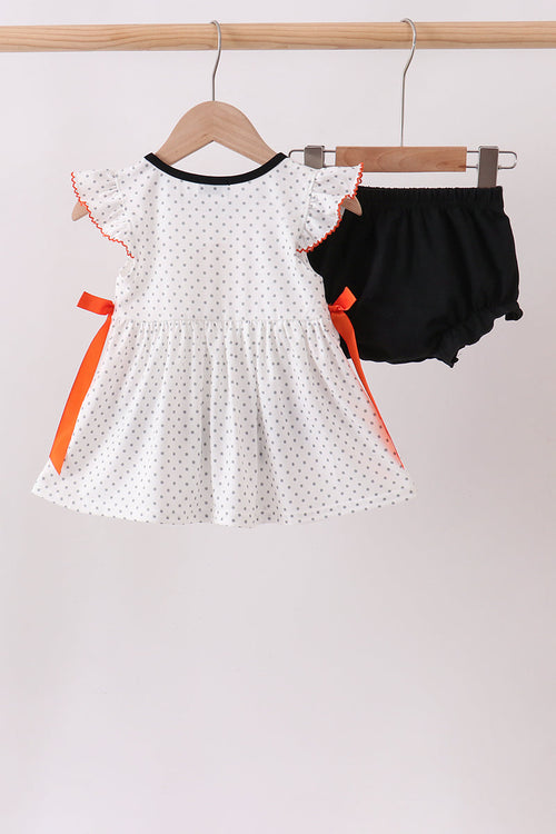 Black Spider Embroidery Ruffle Bloomer Set