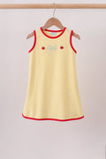 Scalloped Apple Embroidery Bow Dress